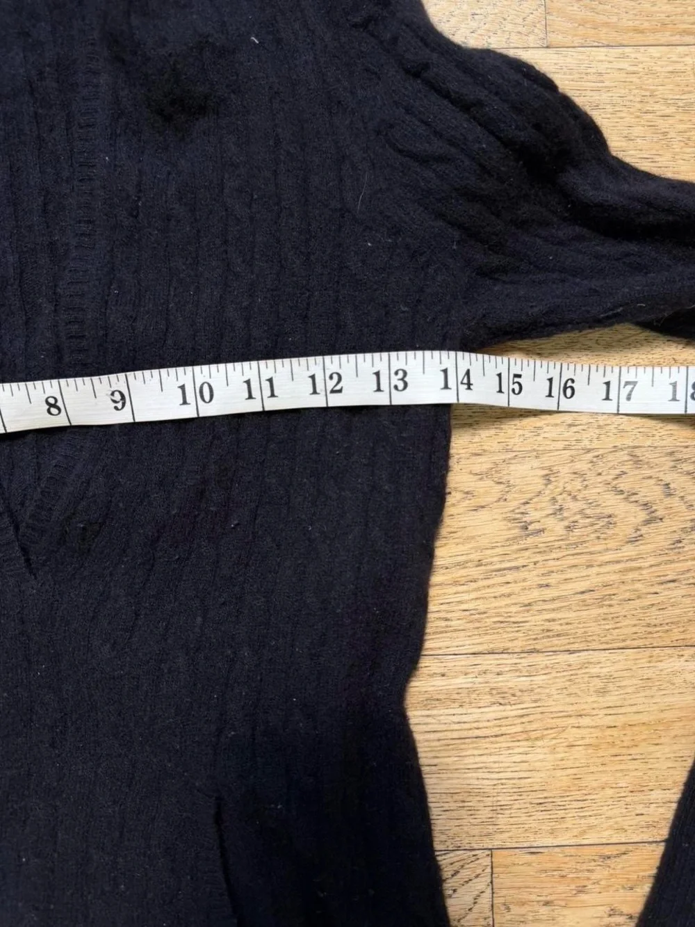 Black V-Neck Cable Knit Women's Sweater
